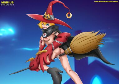 1girls ass bbmbbf breasts digihentai digimon digimon_(species) female female_only looking_at_viewer nipples one_eye_closed palcomix pussy solo tongue tongue_out witchmon