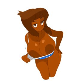 1girls alternate_skin_color areolae bangs breasts brown-skinned_female brown_skin clothes_pull clothing_pull dark-skinned_female dream-cassette_(reference_art) female flashing lapis_lazuli_(gem) lapis_lazuli_(steven_universe) large_breasts smirk solo steven_universe swimsuit tagme thighs traced