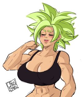 1girls abs dragon_ball dragon_ball_super female female_only fitness fusion kefla legendary_super_saiyan muscles muscular muscular_female potara_earrings solo universe_6/universe_7