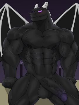 anatake anthro balls big_balls big_pecs big_penis black_body boner dragon ender_dragon ender_dragon_male erection gay huge_cock huge_pecs jean? looking_at_viewer male male_enderdragon male_only minecraft muscular muscular_arms muscular_chest nude pecs penis purple_penis rule_63 seductive_look sitting solo tagme vein veiny_penis wings wolfblack2543