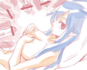 breasts canon_genderswap completely_nude covering covering_breasts disgaea disgaea_d2 female genderswap genderswap_(mtf) laharl laharl-chan large_breasts male multiple_penises nippon_ichi_software nude nude_female penis rule_63