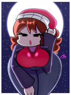 auburn_hair bending_over big_ass breasts chonk female female_focus female_only friday_night_funkin friday_night_funkin_mod girlfriend_(friday_night_funkin) jeans lullaby_girlfriend_(fnf) moon moonlight newgrounds pendulum pugafnf stars thick thick_thighs wide_hips