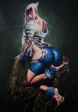 2d ass bubble_ass bubble_butt female female_focus female_only french french_female manon_legrand pink_hair pinup pinup_pose shiwasu11 street_fighter street_fighter_6 tagme