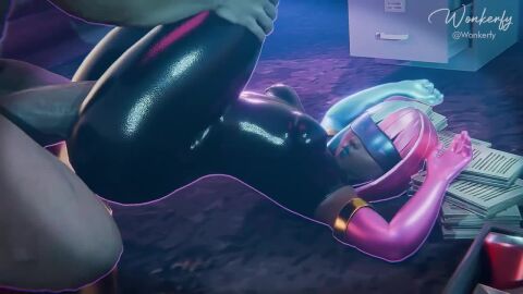 1boy 1girls 3d animated arms_up ass bodysuit dispatch_(game) female male mp4 no_sound prism_(dispatch) tagme thick_thighs vaginal_penetration video visor wonkerfy