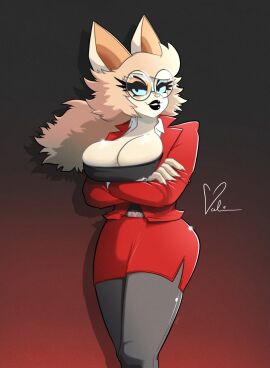 birthmark breasts busty feline female furry girlboss glasses roboticsteve_(artist) suit valentine_(ring_cats)