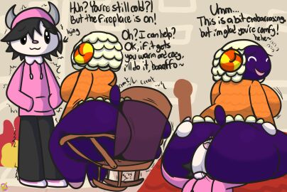 animal_crossing anthro ass big_ass big_breasts big_butt bottomless bovid breasts bubble_ass bubble_butt caprine clothed clothing duo enjoying facesitting female hand_on_ass hand_on_butt huge_ass huge_butt human klutzatdusk looking_back looking_pleasured male male/female mammal mature_female motherly motherly_behaivor nintendo oblivious sheep sitting sitting_on_another sweater thick_thighs topwear vesta_(animal_crossing) villager_(animal_crossing)