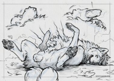 animal_genitalia animal_penis balls balls_tuft becoming_erect bodily_fluids canid canine canine_genitalia canine_penis canis claws cutaway digitigrade drooling duo erection feral finger_claws forest genital_fluids genitals knot leaking_precum looking_pleasured lying male male/male mammal massage on_back pawpads paws penis plant precum realistic_anatomy saliva sheath spottyjaguar teasing toe_claws tree tuft wolf