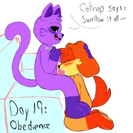 anthro anthro_on_anthro anthro_only black_sclera canine cat catnap catnap_(poppy_playtime) critters_(poppy_playtime) dog dogday dogday_(poppy_playtime) doggy domestic_cat domestic_dog eli_744_(artists) feline furry_only male male/male no_humans oc ocs orange_fur orange_skin poppy_playtime poppy_playtime_(chapter_3) purple_fur purple_skin sex smiling_critters tagme white_pupils