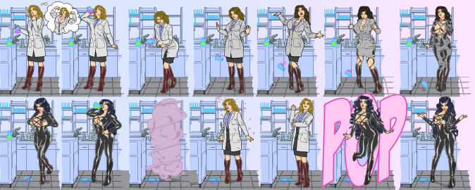 ass ass_expansion banedearg bimbo bimbofication brain_drain breast_expansion breast_growth breast_growth_(enlargement) breasts consensual_mental_change consensual_personality_change eye_color_change female hair_color_change hair_growth high_heel_boots high_heels hoop_earrings large_ass large_breasts lips mind_control personality_change tan thick_thighs thigh_expansion transformation transformation_sequence wide_hips willing_bimbofication willing_transformation