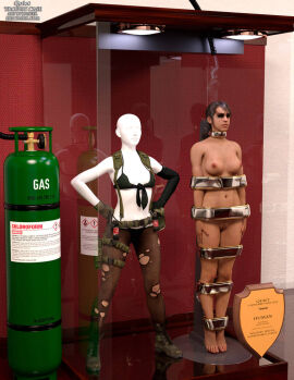 1girls 3d bound bound_arms bound_legs completely_nude female female_only full_body mannequin metal_gear_solid metal_gear_solid_v nude nude_female quiet_(metal_gear) solo thejpeger trophy_case