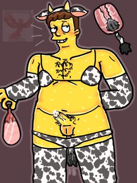 20th_century_fox 20th_century_studios anal_plug blush boner brown_hair buttplug buttplug_in_ass buttplug_tail chubby condom cow_costume cow_ears cow_ears_headband cow_horns cow_print_armwear cow_print_bikini cow_print_legwear cow_print_panties cow_print_thighhighs cow_tail cum cum_drip cum_in_condom cum_on_penis gay hairy_chest headband holding_condom lawyer lionel_hutz male male_only meme_in_the_background neillol panties_down penis pubic_hair red_condom self_upload the_simpsons veiny_penis what x-ray