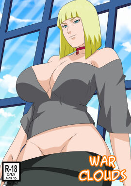 1girls against_glass against_wall against_window big_breasts blonde_hair blue_eyes blunt_bangs bob_cut boruto:_naruto_next_generations breasts choker collar comic cover dress english_text female highres hourglass_figure huge_breasts large_breasts light-skinned_female light_skin looking_at_viewer midriff milf naruto naruto_(series) naruto_shippuden naughty_face ninrubio no_panties pendant pinup revealing_clothes samui shirt short_hair skirt smile solo teasing teasing_viewer text uncensored undressing uzumaki_symbol voluptuous voluptuous_female wide_hips window