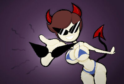 big_breasts bikini breasts female gender_transformation hourglass_figure judatf knick_knack looking_at_viewer male male_to_female mtf_transformation painted-on_mouth painted_clothes pixar plastic sunglasses sunnification sunny_miami swimsuit tagme tftg transformation