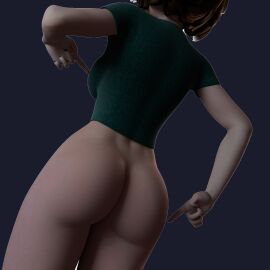 3d ass aunt aunt_cass big_ass big_breasts big_butt big_hero_6 big_thighs blender bottomless breasts cass_hamada crop_top dress female green_crop_top marvel marvel_comics mgsnak239 panties