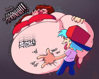 1boy 1girls alternate_ass_size alternate_body_type alternate_breast_size ass backwards_baseball_cap barely_contained_breasts bbw belly_bigger_than_body belly_bigger_than_head big_girl blue_hair blushing boyfriend_(friday_night_funkin) breasts brown_hair brunette brunette_hair canon_couple chibi chibi_style chubby chubby_female fat fat_ass fat_female female fingering fingering_belly fingering_partner friday_night_funkin giant_belly girlfriend_(friday_night_funkin) grey_background hand_on_belly hand_on_head hand_on_thigh larger_female lewd lore-accurate_girlfriend_(friday_night_funkin) male male_holding_female mangogurti moaning moaning_in_pleasure navel_play no_background obese pleasure pleasure_face pleasured_female plump plump_belly plump_thighs pumps red_dress red_shoes shlick simple_background simple_eyes smaller_dom_larger_sub smaller_male ssbbw thick_thighs thunder_thighs thunderthighs tongue tongue_out touching_belly tubby underboob