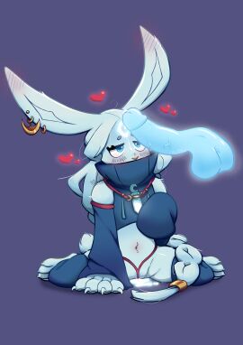 anthro anthro_only bodily_fluids bodily_fluids_drip bodily_fluids_from_pussy bodily_fluids_on_penis braid braided_hair clothed cum_on_face dick earings elluna_(supervive) female furry furry_ears furry_female furry_only genital_fluids genitals genitalwear glowing glowing_cum glowing_eyes glowing_genitalia glowing_penis glowing_pussy hair light magic magic_dildo male monotomino paws penis penis_on_face pussy pussy_juice rabbit rabbit_ears rabbit_girl rabbit_humanoid rabbit_tail solo solo_female supervive white_fur white_hair wide_eyed wide_hips