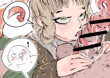 ! 1boy 1girls blonde_hair blush braided_hair censor_bar censored cum_on_face cum_on_mouth cum_on_nose cum_on_penis elden_ring fellatio female female_focus fizoa food fromsoftware green_eyes half-closed_eyes licking_penis light-skinned_female long_tongue male male_urethral_insertion oral penile_urethral_insertion penis pov rolling_eyes rya_(elden_ring) scales shrimp side_braid slit_pupils snake_pupil snake_tongue sounding speech_bubble squeezing_balls squeezing_penis tail tarnished tonguejob urethral_insertion urethral_tonguing