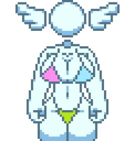 anthrofied big_breasts bikini breasts delta_rune_(emblem) deltarune deltarune_bikini deltarune_chapter_2 deltarune_chapter_3 deltarune_chapter_4 faceless female hourglass_figure multicolored_bikini non-human pixel_(artwork) pixel_art smooth_skin symbol tagme the_angel_(deltarune) thick_thighs thunder_thighs transparent_background twitter_username wings