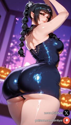 1girls 2025 ai_generated ass baldur's_gate_3 big_ass big_breasts black_hair blurred_background blurry_background braid braided_hair breasts depth_of_field female green_eyes hair_ornament halloween hi_res high_quality high_resolution highres huge_ass huge_breasts huge_thighs long_hair nsfw patreon patreon_link patreon_logo patreon_url patreon_username scar scar_on_face shadowheart shadowheart_(baldur's_gate) sinity small_waist thick_thighs thin_waist