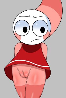 censored censored_pussy cuntboy dandy's_world food_humanoid intersex lemon_waifu pussy red_dress request roblox shrimpo_(dandy's_world) solo toony