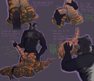 absurd_res anal anthro badger balls barazoku bodily_fluids cum cum_in_ass cum_inside doobhie duo elias_buckley genital_fluids genitals gila_monster helodermatid hi_res humanoid lizard male male/male mammal musclegut muscular mustelid musteline oral penis reptile rimming salvatore_m scalie sex