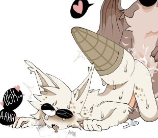 anal anal_sex anthro ass balls bodily_fluids cum digital_media_(artwork) duo erection fluffy fur genital_fluids genitals gootraxian hellinaspider hi_res kaiju_paradise male male/male male_penetrated male_penetrating male_penetrating_male mammal mochi_(kaiju_paradise) multicolored_body penetration penile penis roblox sex simple_background tail text