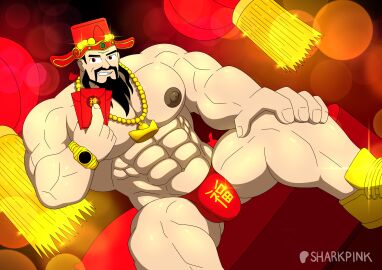 big_penis caishen caishen_ye chinese_mythology father gay lunar_new_year male money money_bag mythology penis pose sharkpink