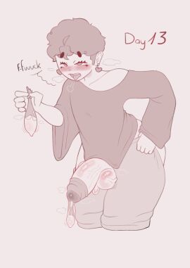 1boy 2024 ahe_gao balls balls_clench big_hips big_penis blush bottom_heavy bottomless clenching_balls clothed clothing condom_balloon condom_filling condom_on_penis condoms day_count dialogue excessive_precum femboy full_condom hung_femboy hung_trap k_miixy male male_only miixy_(k_miixy) monochrome nnn no_nut_november pajamas panting partially_clothed penis pleasured_face precum precum_in_condom rolling_eyes solo steam testicles testicles_clench text tongue tongue_out veiny_balls