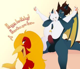 absurd_res anal anal_sex anthro ass asusya avian balls beak big_dom_small_sub bird birthday blush bodily_fluids canid canine canis chastity_cage chastity_device chrysolophus cum cum_in_ass cum_inside darell_dragon_(darellzark) domestic_dog dominant dragon dripping duo_focus eyewear feathers femboy flat_chastity_cage full_nelson full_nelson_(legs_held) fur galliform genital_fluids genitals glasses glori_gamebird gold_(metal) gold_chastity_cage gold_chastity_device golden_pheasant green_body group hair heart_symbol hi_res long_hair male male/male mammal matachu_(character) mythological_creature mythological_scalie mythology nordic_sled_dog nude pawpads penetration phasianid red_body red_feathers samoyed scalie size_difference spitz trio white_body white_fur wings yellow_beak yellow_body yellow_feathers