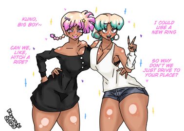 2d 2d_(artwork) 2girls accessories accessory ahe_gao ahegao_face akane_tendo ass bangs big_ass big_breasts big_butt big_hips big_thighs bikini bimbo bimbo_body bimbofication bleached_blonde_hair blonde-haired_female blonde_female blonde_hair boobs_bigger_than_head bra braid braided_hair braided_ponytail breasts chinese_clothes corruption cyan_hair different_eye_color dress dyed_hair earrings embarrassed english_text female female_focus female_only gigantic_breasts gyaru gyaru_gal gyarufication gyarufied heart heart_symbol hoodie hotpants keyaruki long_fingernails makeup martial_arts_uniform massive_breasts obedience peace_sign personality_change pink_eyes pink_hair pink_tips punk ranma-chan ranma_1/2 ranma_saotome rings school_uniform schoolgirl schoolgirl_uniform seductive seductive_eyes seductive_look shiny_skin signature simple_background skimpy skimpy_clothes smug smug_face smug_grin solo solo_focus sparkles standing tan_body tan_skin tanned_skin text thick_thighs thighs tongue tongue_out transformation twitter_link voluptuous voluptuous_female