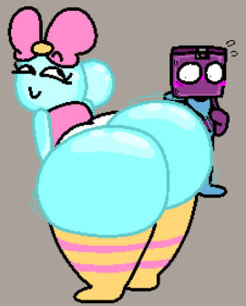 1boy 1girls ass ass_focus big_ass boxten_(dandy's_world) bubble bubble_ass bubble_butt cooluthink dandy's_world female male poppy_(dandy's_world) presenting_hindquarters tagme