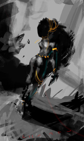 1girls ass behind_view female from_behind licarto nude nude_female original original_character solo