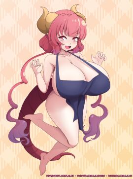 1girls alternate_version_at_source alternate_version_available apron apron_only barefoot big_breasts blue_apron blush blush_lines blushing_at_viewer blushing_female boobs breasts breasts_bigger_than_head busty cleavage cute cute_fang deviantart_username dragon dragon_girl dragon_horns dragon_humanoid dragon_tail female female_focus female_humanoid female_only full_body gradient_hair hands_up hi_res high_resolution highres horn horned_humanoid horns huge_breasts humanoid ilulu ilulu_(dragon_maid) ilulu_(maidragon) kobayashi-san_chi_no_maidragon lalox large_breasts light-skinned_female light_skin looking_at_viewer miss_kobayashi's_dragon_maid multicolored_hair naked_apron no_visible_genitalia one_leg_up open_eyes open_mouth patreon_username pink_eyes pink_hair pointy_ears purple_highlights red_tail short_stack shortstack sideboob simple_background slit_pupils small_but_busty smile smiling_at_viewer solo solo_female solo_focus tail text thick_thighs thighs tits twintails twitter_username url voluptuous voluptuous_female watermark web_address yellow_background