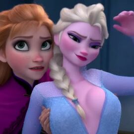 ai_generated anna_(frozen) elsa_(frozen) fingers_in_mouth imminent_breeding imminent_orgasm imminent_sex incest kissing_neck sister_and_sister sisters tagme video