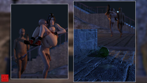 after_sex carrying carrying_partner cum_in_pussy dead_or_alive drunk drunk_female fatal_fury jamuraisacks king_of_fighters mai_shiranui mmf_threesome naked naked_female naked_male next_round penis recording recording_on_phone shy threesome