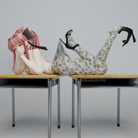 1girls 3d absurdres big_ass big_breasts big_butt black_nail_polish black_nails bow_ribbon doki_doki_literature_club female female_only fishnet_legwear fishnets green_eyes head_on_hand lace lace_choker lace_pantyhose_hooked_on_heel_(meme) large_breasts lying_on_desk lying_on_stomach monika_(doki_doki_literature_club) on_desk on_stomach ponytail quadraticsfm see_through_clothing shoe_dangle strappy_heels tagme