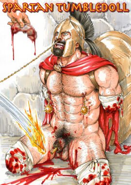 amputee bara bdsm bondage censored gay gay_domination gay_male gengoroh_tagame gore humiliation male male_only male_ryona nipple_piercing original original_character pain slave spartan submissive tumbledoll yaoi