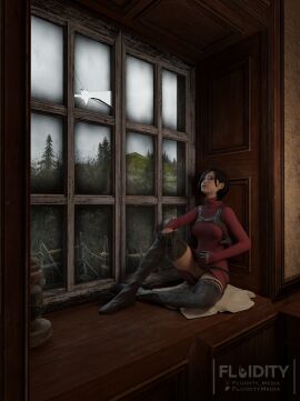 3d 4k abs ada_wong adorable asian asian_female ass breasts capcom clothed cute dress female female_focus female_human female_only fluidity3d gun hi_res highres no_panties posed pussy resident_evil resident_evil_4 resident_evil_4_remake resting sitting upskirt window
