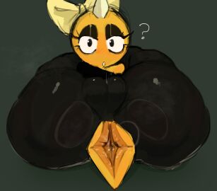 accessory alternate_universe anus ass big_anus big_butt black_clothing black_eyes black_eyeshadow black_legwear black_tights bow_ribbon buckteeth camel_toe clothing eyelashes eyeshadow female flexible grey_background hair_accessory hair_ribbon hairbow hi_res huge_anus huge_butt huge_thighs kitty_(under(her)tail) legs_behind_head legs_up legwear lying makeup monster noseless on_back orange_body orange_skin orange_tail qwpeowqpe ribbons short_tail simple_background solo spikes spikes_(anatomy) tail tail_anus teeth teeth_showing thick_thighs tight_clothing tights under(her)tail undertale undertale_(series) yellow_hair_bow