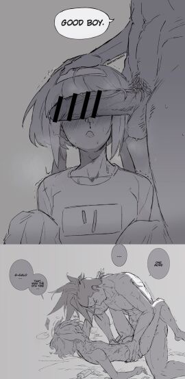 2boys anal anal_sex androgynous blush cheerleader clothing cock_on_face cum cum_while_penetrated dialogue dominant embarrassed face_focus femboy femboy_penetrated galo_thymos gay gay_sex good_boy greyscale hand_on_head hand_on_hip headband instanttnoodle legs_up lio_fotia male maledom missionary_position monochrome multiple_orgasms nude on_back on_bed open_mouth petite petite_body petite_male pom_poms promare receiving_on_back size_difference slim slim_male slim_waist sweat text twink waist_grab yaoi