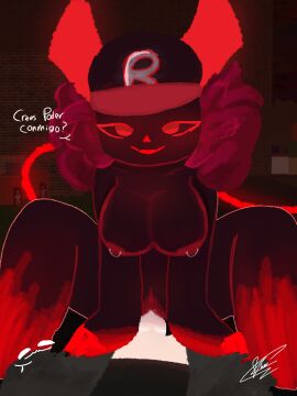 1boy 1girls 3d_background big_breasts big_penis breasts commission cowgirl_position dialogue forsaken_(roblox) forsaken_female guest_666_(forsaken) nipple_piercing nipples nude pussy roblox roblox_background roblox_game robloxian rule_63 screencap_background spanish_text tagme thighs vaginal_penetration vdav_xd