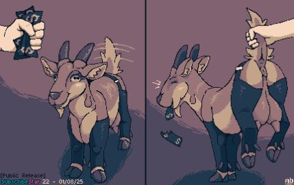 ambiguous_gender anatomically_correct anatomically_correct_genitalia anatomically_correct_pussy animal_genitalia animal_pussy anus bovid caprine caprine_pussy clothing digital_media_(artwork) duo female female/ambiguous female_feral female_focus feral feral_focus garter_straps genitals goat hi_res human lingerie lingerie_on_feral mammal money mustard_(welcometothevoid) offering_money pixel_(artwork) prostitution pussy solo_focus tail tail_grab teats zoophilia