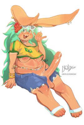 1futa 5_fingers absurd_res anthro areola areola_piercing artist_logo artist_name artist_signature bracelet brasileira brazil brazilian brazilian_female brazilian_flag brazilian_miku breasts bunny bunny_girl chubby chubby_anthro chubby_futa cum cum_drip dickgirl digital_drawing_(artwork) digital_media_(artwork) doomsday_(doomsday-ent) ejaculation erect_penis erection eyewear female flower furry futa_only futanari hand_gesture hatsune_miku hi_res hibiscus intersex jersey jewelry lagomorph lagomorph_humanoid large_breasts large_penis looking_at_viewer necklace obese paws penis piercing pinup png portuguese_text pubes pubic_hair rabbit rabbit_girl ring ring_piercing ripped_shorts sandals self_upload shorts sitting slippers sunglasses tan_body tan_fur tanline text tongue tongue_out tongue_piercing topwear transparent_background turquoise_eyes turquoise_hair unzipped_pants url vocaloid wardrobe_malfunction