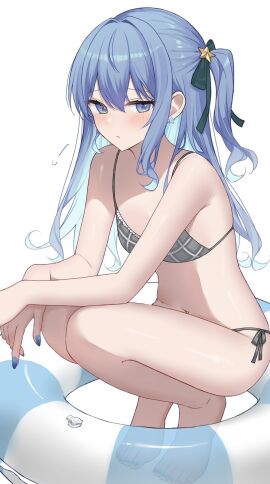 1girls bare_skin bikini blue_eyes blue_hair breasts coha350 female hololive hololive_gen_0 hololive_japan hoshimachi_suisei jpeg looking_at_viewer shy small_breasts solo swimsuit tagme virtual_youtuber