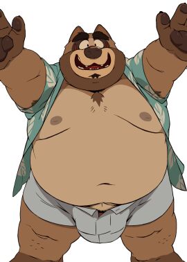 2024 anthro belly big_belly bottomwear bulge canid canine clothed clothing hi_res kemono male mammal moobs navel nipples open_clothing open_shirt open_topwear overweight overweight_male raccoon_dog shirt shorts simple_background solo tanuki tanumototanooki topwear virtual_youtuber vtuber white_background