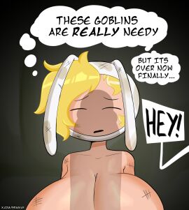 1girls adventure_time after_rape big_breasts big_penis blonde_hair breasts defeated defeated_heroine exhausted female fionna_the_human_girl imminent_rape light-skinned_female light_skin male penis penis_shadow sex_slave size_difference small_but_hung solo_focus spakka5