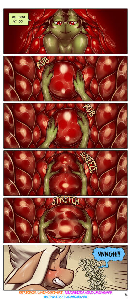 1boy 1futa absurd_res anal anal_vore anthro anthro_only big_prostate bodily_fluids comic demon dialogue duo female first_person_view futa_giantess futa_on_male futanari giantess hi_res implied_futa internal intersex intersex/male james_howard large_female lucy_(james_howard) male male_on_futa maurice_(james_howard) mini_giantess onlyfans patreon prostate prostate_bulge prostate_massage prostate_stimulation subscribestar sweat vore