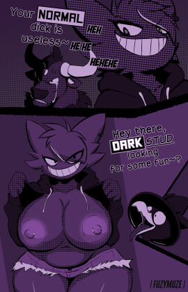 absurd_res anthro avian beak belly big_breasts bodily_fluids bottomwear bovid bovine breasts clothing comic denim duo female flashing fuzymuze generation_1_pokemon generation_2_pokemon gengar ghost hi_res hoodie horn huge_breasts humanoid male male/female mammal murkrow navel nintendo nipple_piercing nipples one_eye_obstructed piercing pokemon pokemon_(species) shorts smile smirk smug taunting tauros tears teeth text tongue topwear