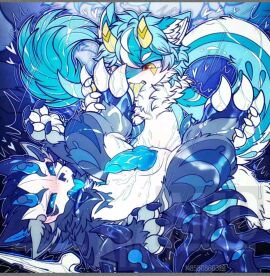 bodily_fluids cum dragon duo facial_tuft feet foot_fetish foot_lick foot_play fur furred_dragon furred_scalie genital_fluids genitals gracieamai horn licking male male/male messy mythological_creature mythological_scalie mythology penis scalie tongue tongue_out tuft