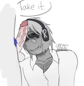 2boys big_dick big_penis black_glasses blue_hair blush chance_(forsaken) cream_soda forsaken_(roblox) guest_1337_(forsaken) looking_at_penis looking_pleasured male penis precum roblox roblox_game robloxian self_upload smile tagme